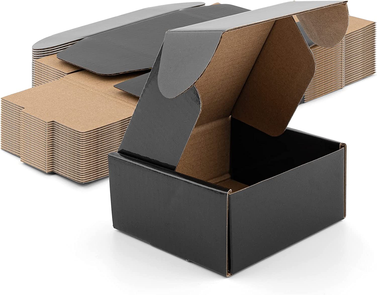 All Sizes Black Shipping Boxes 26 Pack, Corrugated Cardboard Mailing Box for Sma