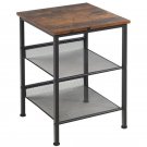 End Table 3-Tier Industrial End Table with Mesh Shelves and Adjustable Shelves