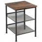 End Table 3-Tier Industrial End Table with Mesh Shelves and Adjustable Shelves
