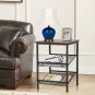 End Table 3-Tier Industrial End Table with Mesh Shelves and Adjustable Shelves