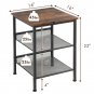 End Table 3-Tier Industrial End Table with Mesh Shelves and Adjustable Shelves