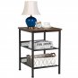 End Table 3-Tier Industrial End Table with Mesh Shelves and Adjustable Shelves