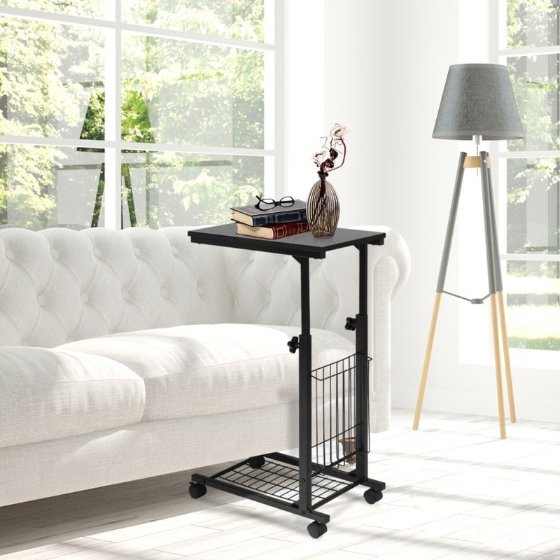 Sofa End Side Rolling Height Adjustable Sofa End Side Table Stylish Design
