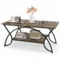 Coffee Table 2-Tier Faux Marble Coffee Table with Marble Top and Metal Frame