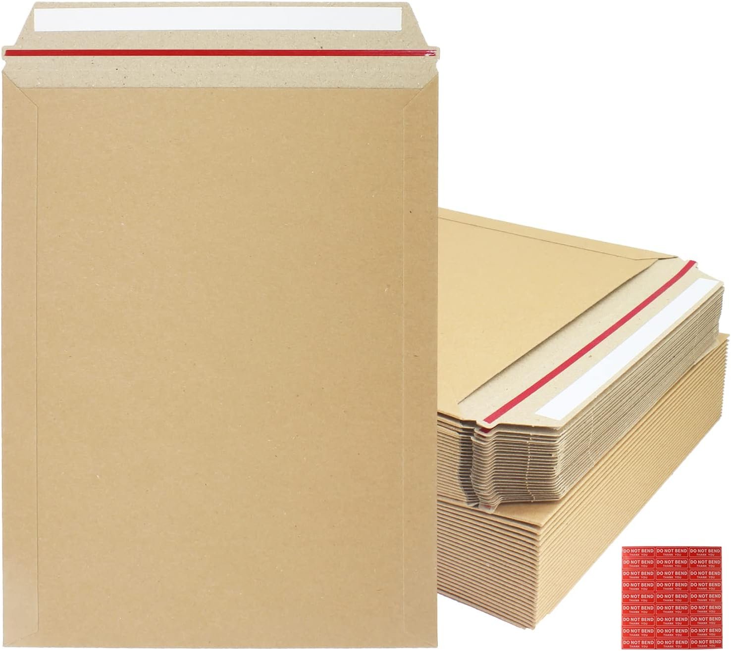 50 Pack 9X12 Inch Self Seal Photo Document Mailers Stay Flat Kraft Cardboard Env