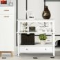 White 3-Tier Console Table with a Large Slide Drawer and Storage Shelves