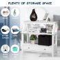 White 3-Tier Console Table with a Large Slide Drawer and Storage Shelves