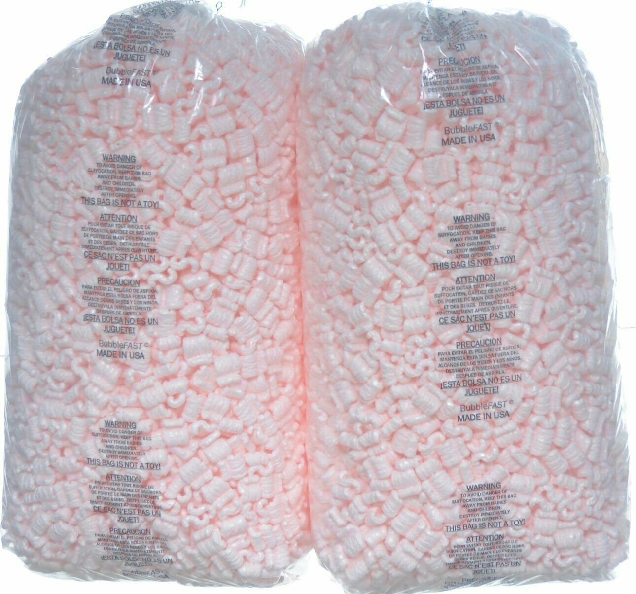 Ultra Lightweight Pink Anti-Static Packing Peanuts - 2 Bags (7 Cu Ft Total)