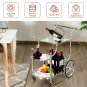 Kitchen Rolling Bar Cart with Tempered Glass Classic Style Suits Many Occasion