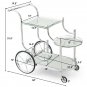 Kitchen Rolling Bar Cart with Tempered Glass Classic Style Suits Many Occasion