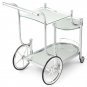 Kitchen Rolling Bar Cart with Tempered Glass Classic Style Suits Many Occasion