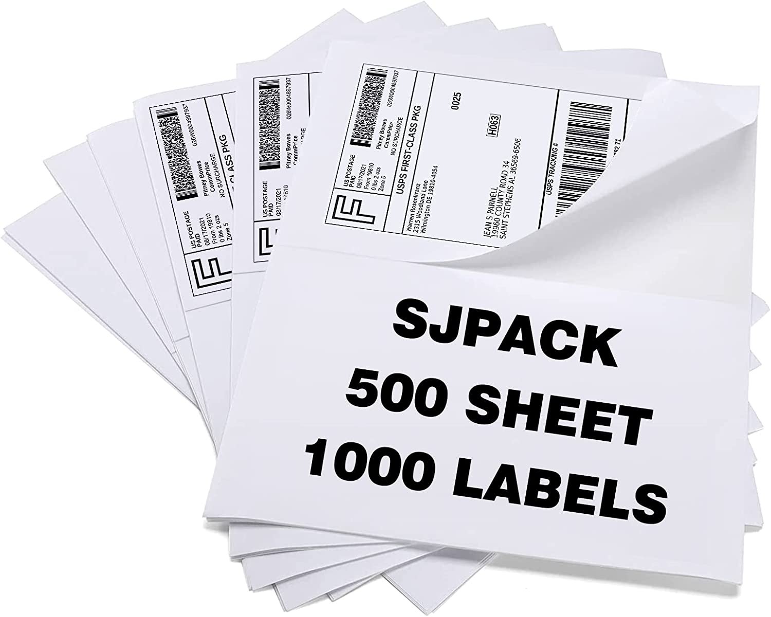 500 Half Sheet Self Adhesive Shipping Labels 8.5" X 5.5" Address Labels for Lase