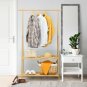 Bamboo Clothes Hanging Rack with 2-Tier Storage Shelf for Entryway Bedroom