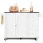 Kitchen Island 2-Door Storage Cabinet with Drawers and Stainless Steel Top