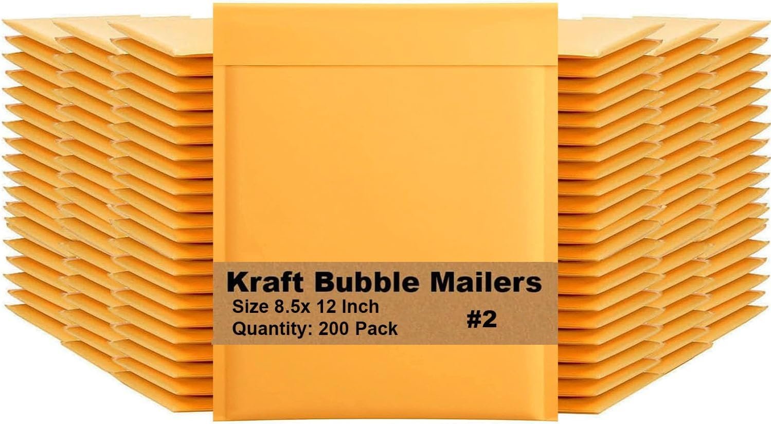 Bubble Mailers 200-Pack #2(8.5"X12") Kraft Bubble Mailers Padded Envelopes, Tota