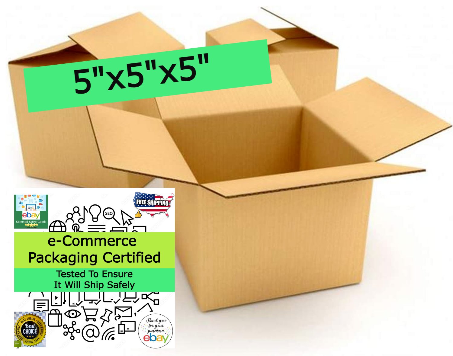 Shipping Boxes Small 5 X 5 X 5 Inches Size Cardboard Boxes, 25 Pack Packing USA