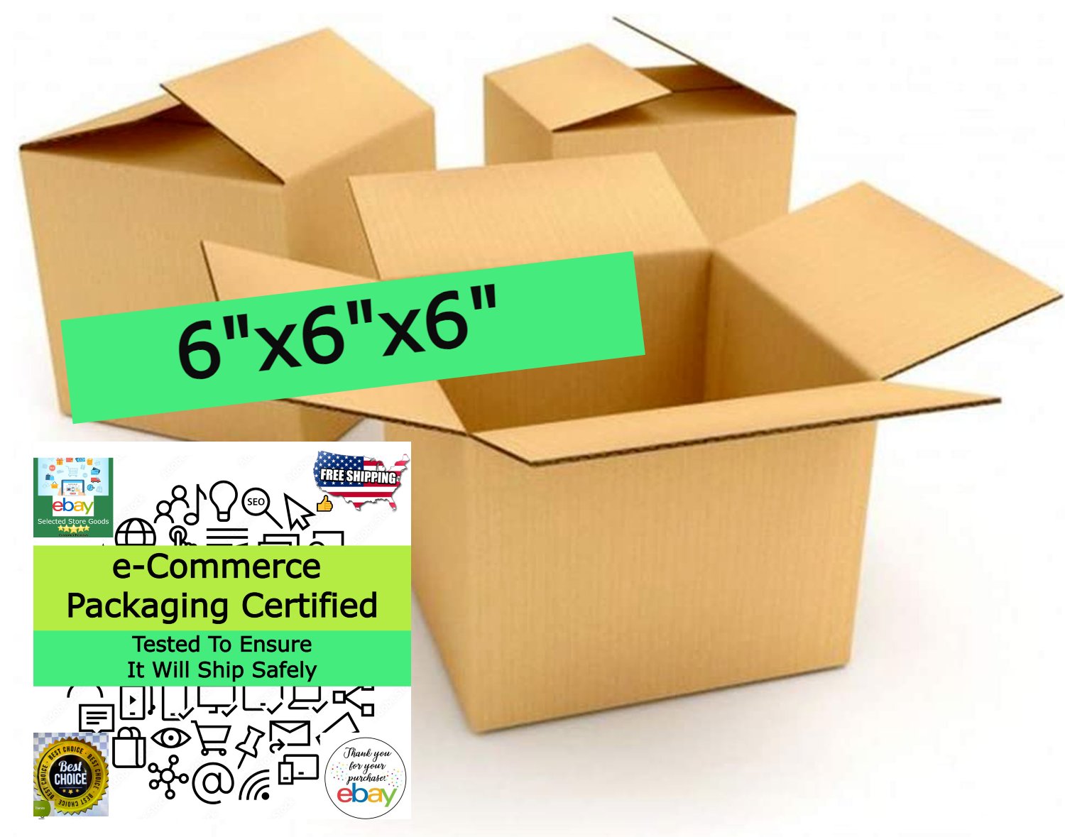 Cardboard Boxes 6 X 6 X 6 Inches Size Small Shipping Boxes, 25 Pack USA Packing