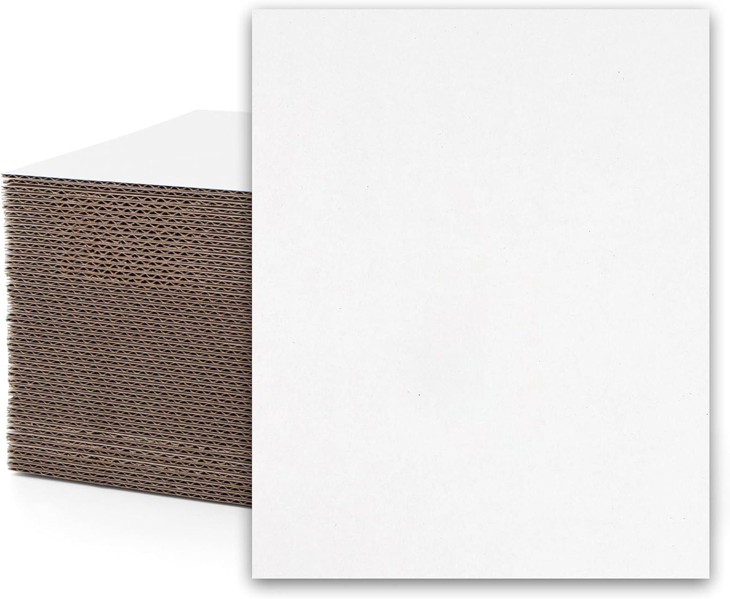 Mat Board Center 8X10 Corrugated Cardboard Sheets - Pack of 50, 1/16 Inch Thick,