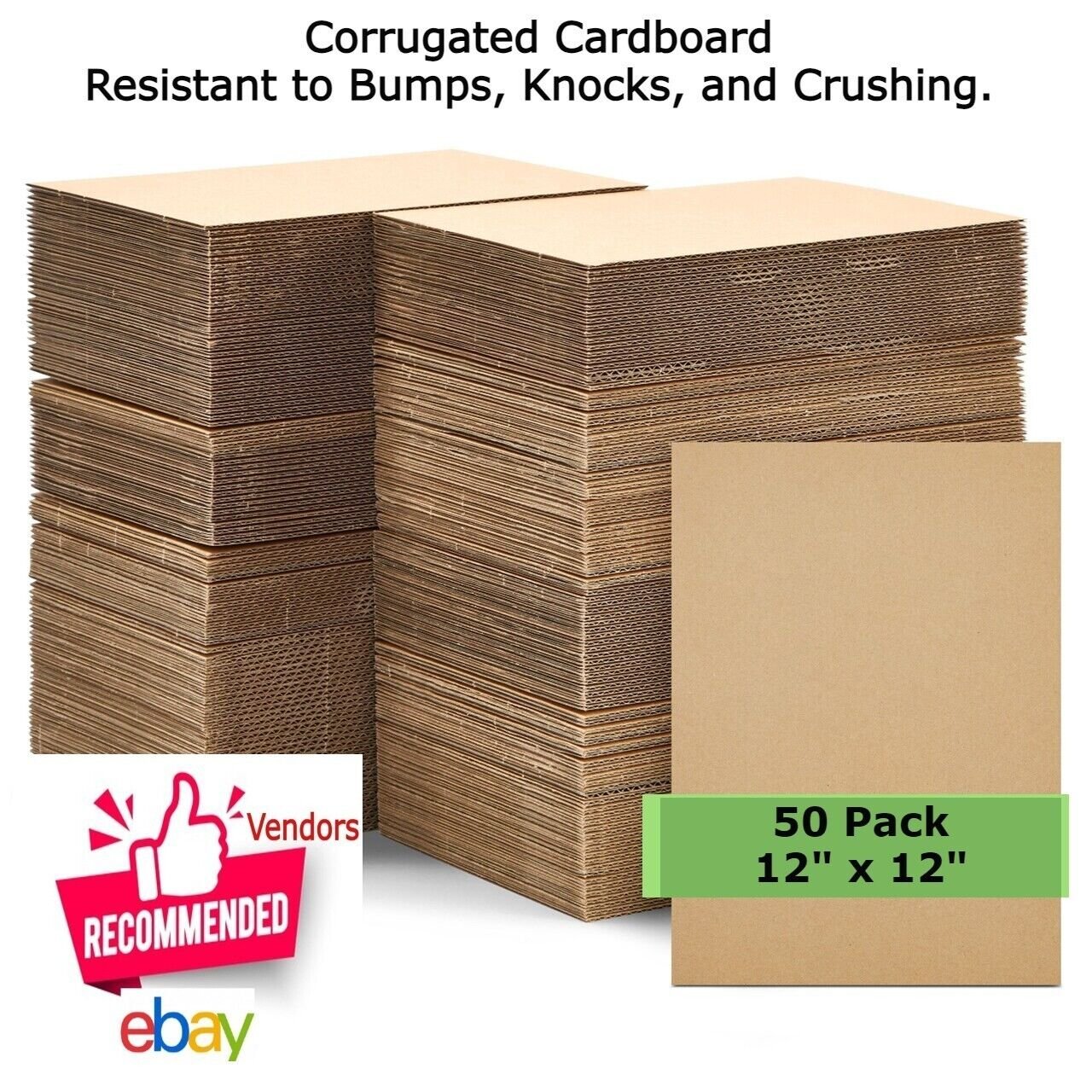 Cardboard Sheet Inserts Corrugated Pads Filler 12&acirc;��x12&acirc;��  50 Pack 1/8 Thick 32 Ect