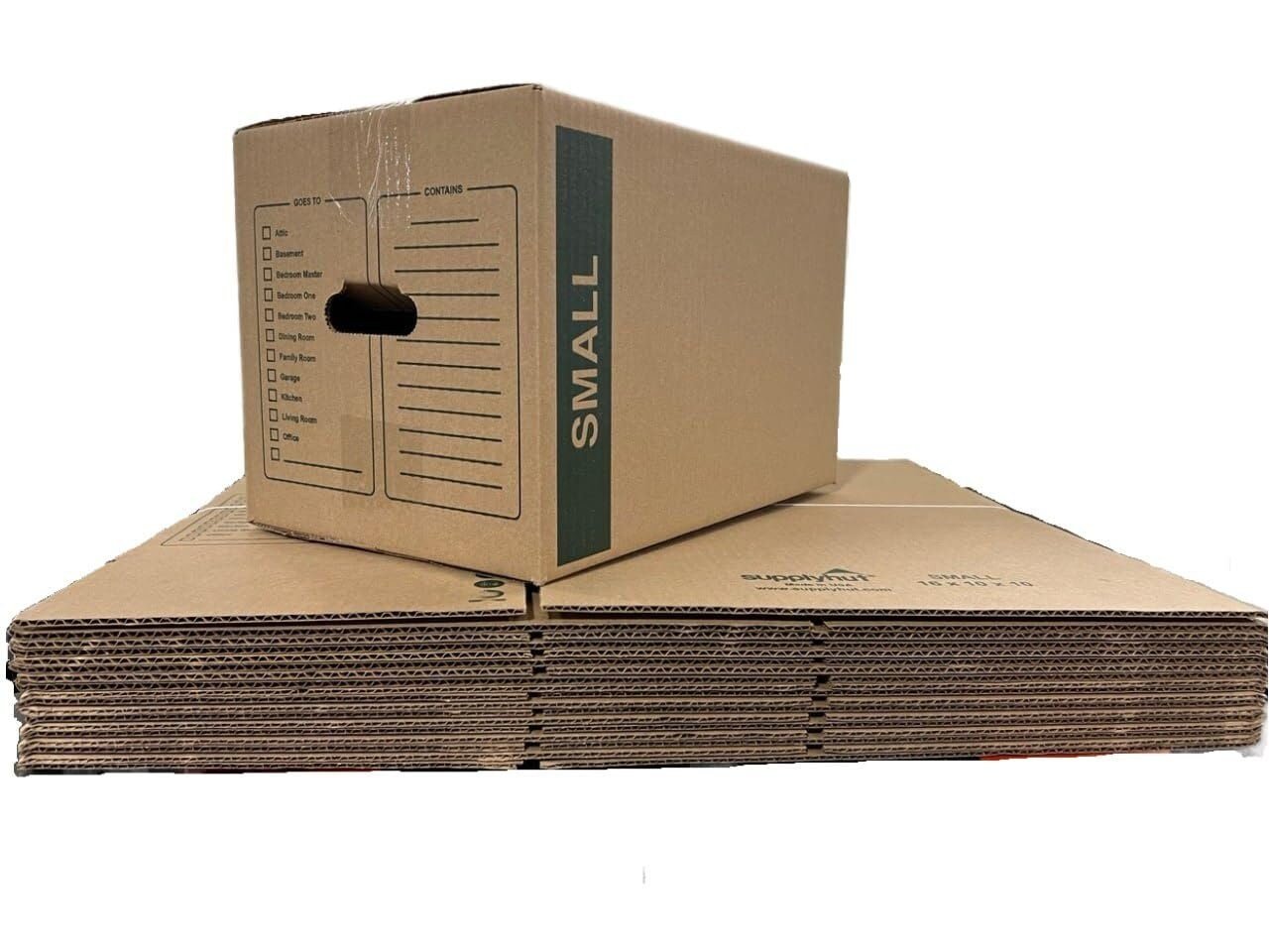50 - Pack Small Cardboard Moving Boxes 16X10X10 32 ECT with Handles Pack & Ship