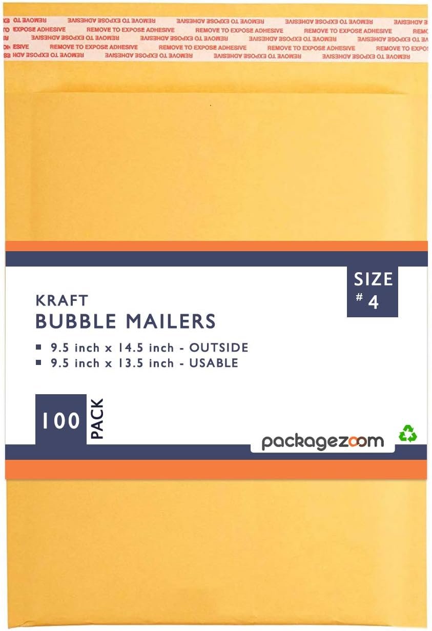 Kraft Bubble Mailers 9.5x14.5, 100 Pack Pack & Ship