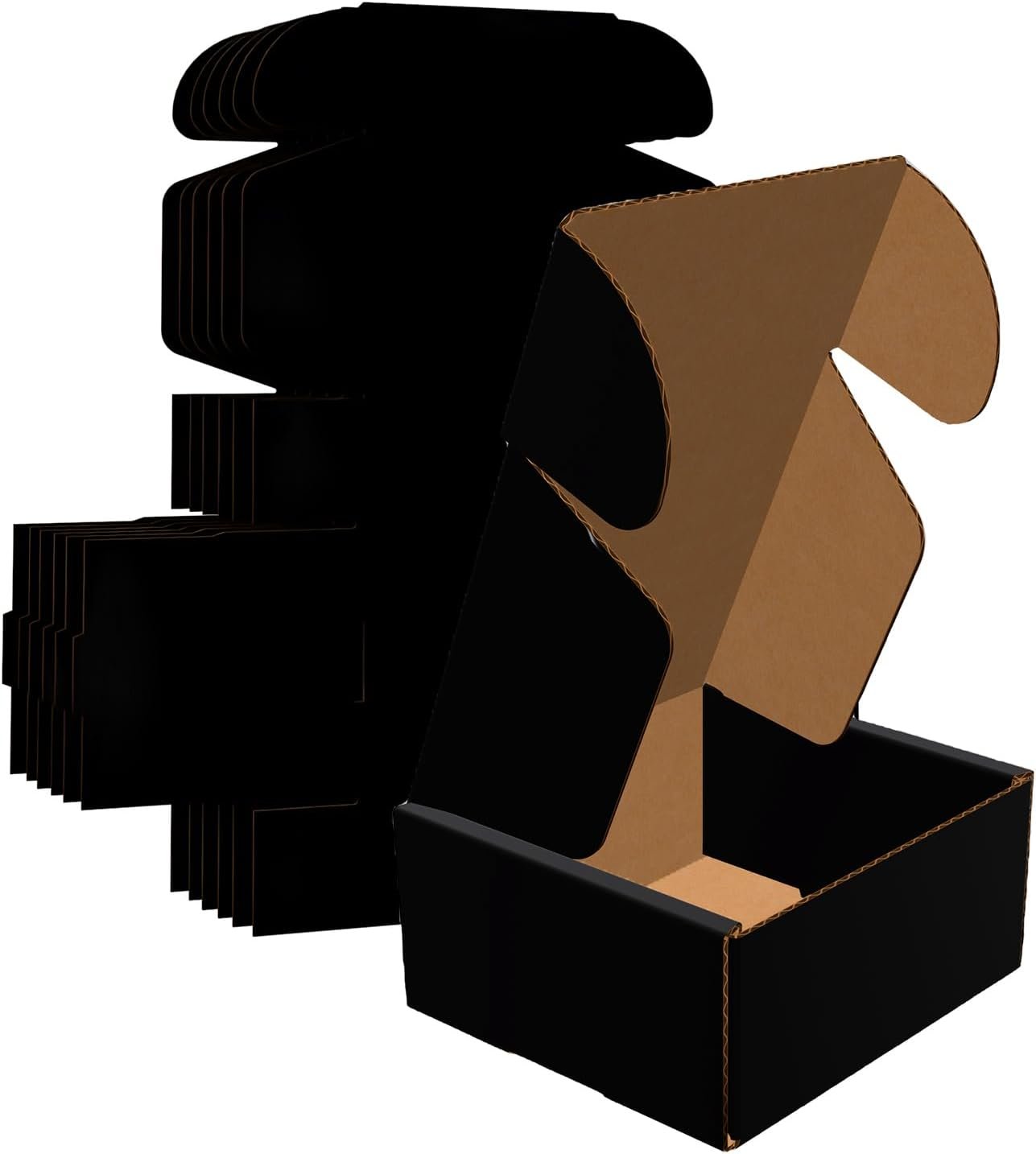 4x4x2-Inch Black Corrugated Small Cardboard 20 Pack Boxes Recyclable Boxes, Mail