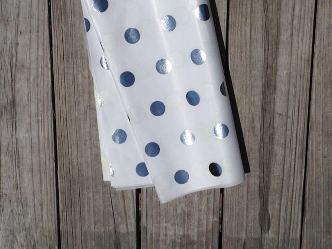 Wrapping Paper Silver Polka Dot 50 Sheets Tissue/Metallic Silver Dots Tissue/Si