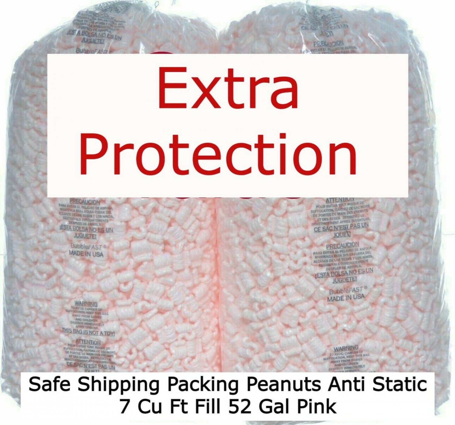 Pink Packing Peanuts Shipping Anti-Static Loose Fill 52 Gallons 2 x 3.5 Cu Ft