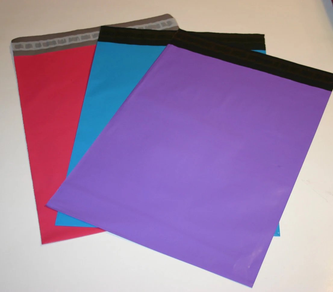 60 10X13 Poly Mailers Purple Bright Blue Raspberry Colored Self Sealing Envelope