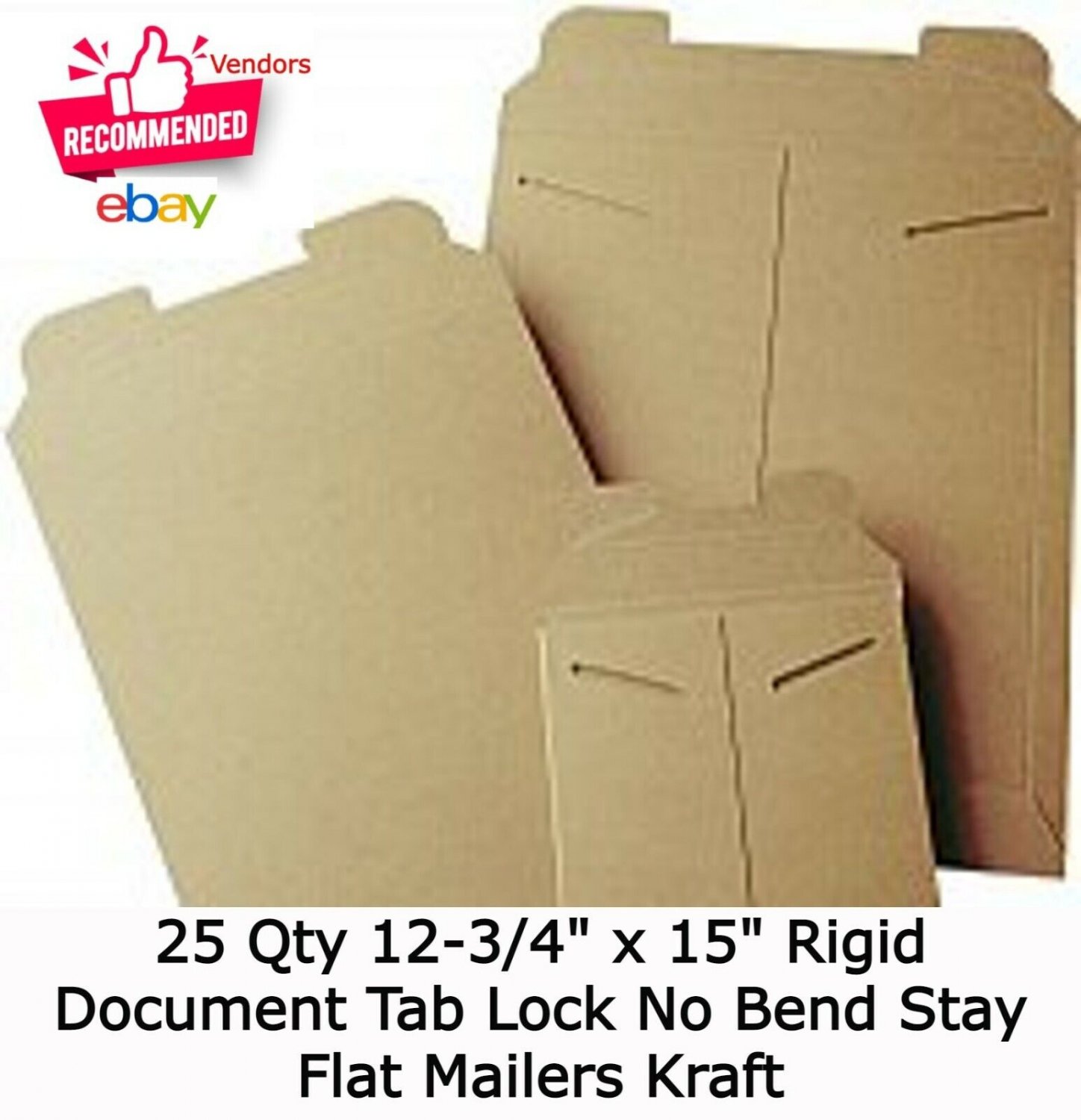 Mailers Bend Rigid Flat Kraft Envelopes Lock Tab Seal Document 25 12-3/4" x 15"