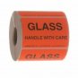 Glass Handle with Care Roll of 500 3" X 2" Red Sticker Labels Free Shipping