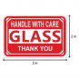 Glass Handle with Care Stickers (3 X 2 Inch, 300 Stickers per Roll, Red) for Shi