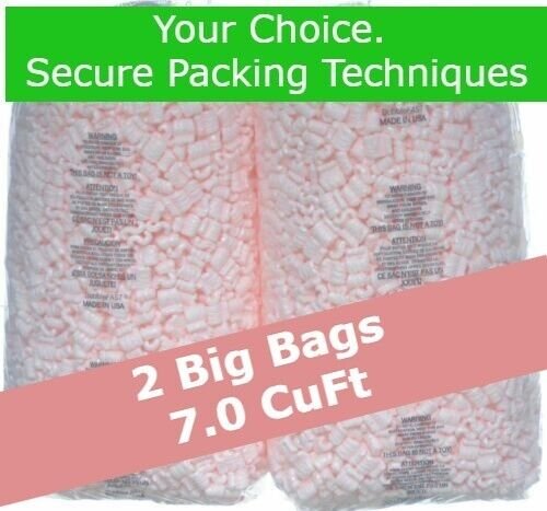 2 Bags eBay Packing Peanuts Safe Shipping 7 Cu Ft Anti-Static Pink Pack & Ship
