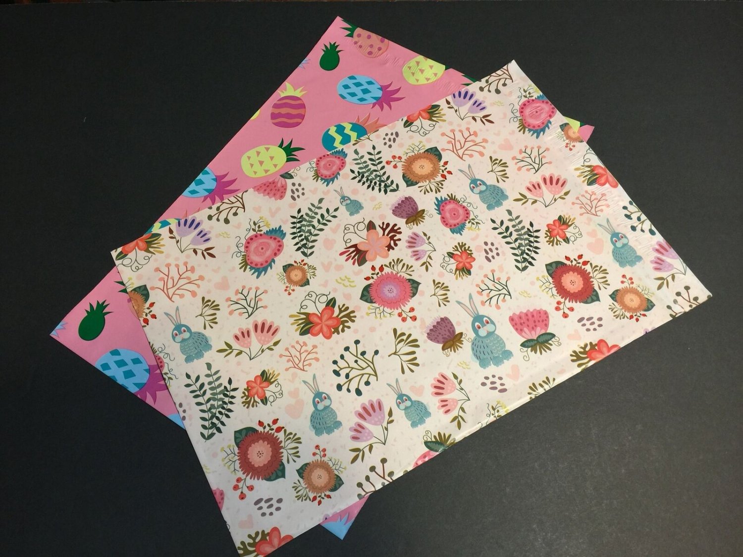 25 Designer 10X13 Easter PINEAPPLE and RABBITS Poly Mailers Envelopes Shipping B