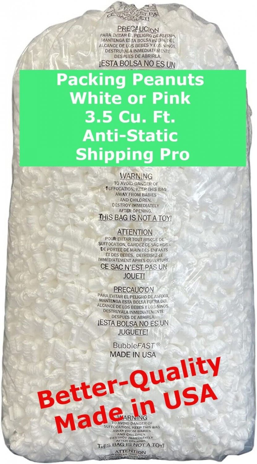 White or Pink Light Brand 3.5 Cu. Ft. 22.5 Gallons Anti-Static Packing Peanuts