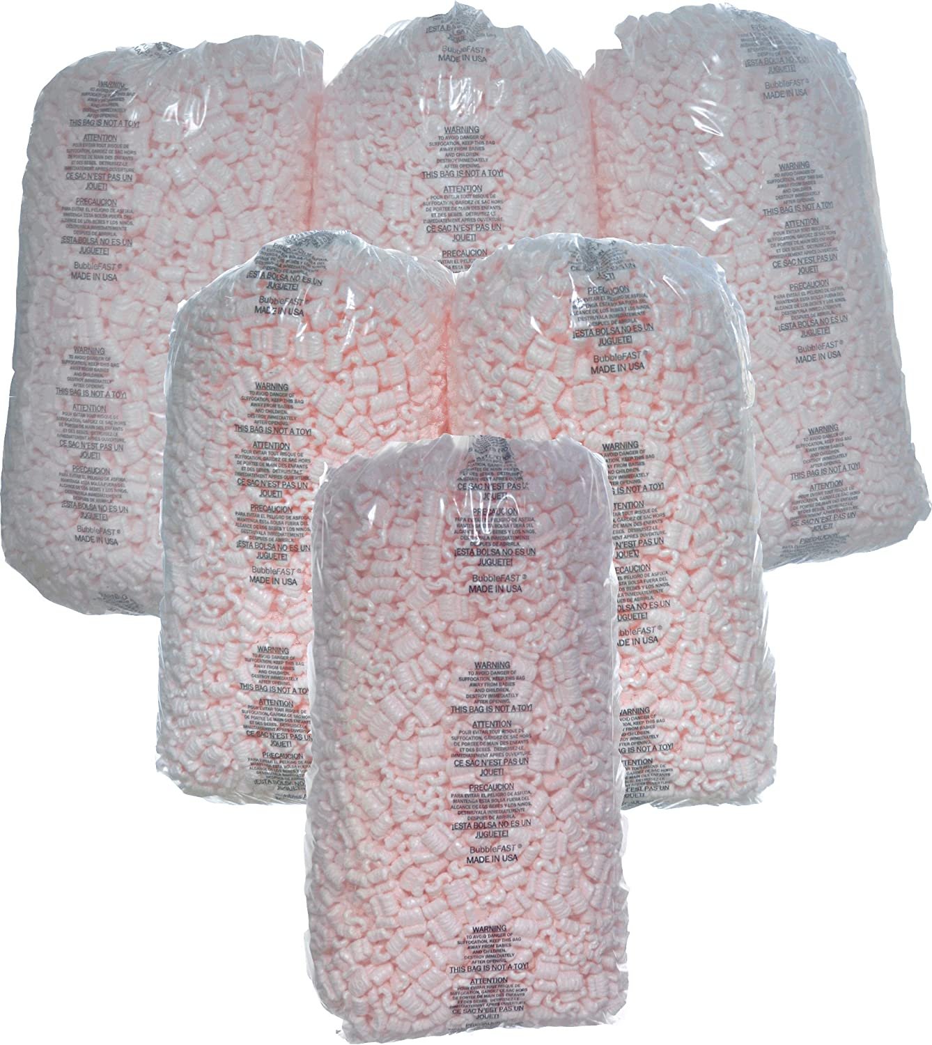 Packing peanuts used as void fill to cushion  protect 21 Cu. Ft. (135 Gall)