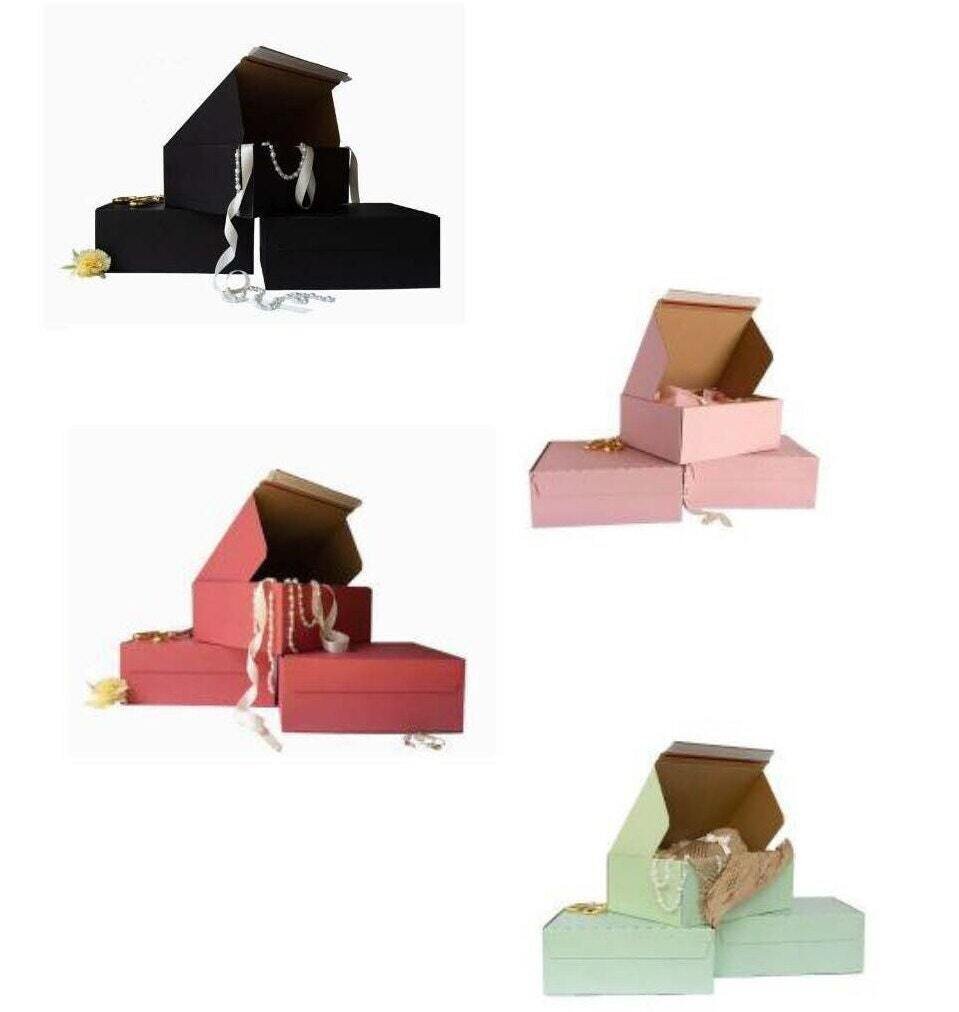 Color Boxes - 8 Box Set 10"X8"X4" Self-Seal Die Cut locking Sturdy Cardboard Mai