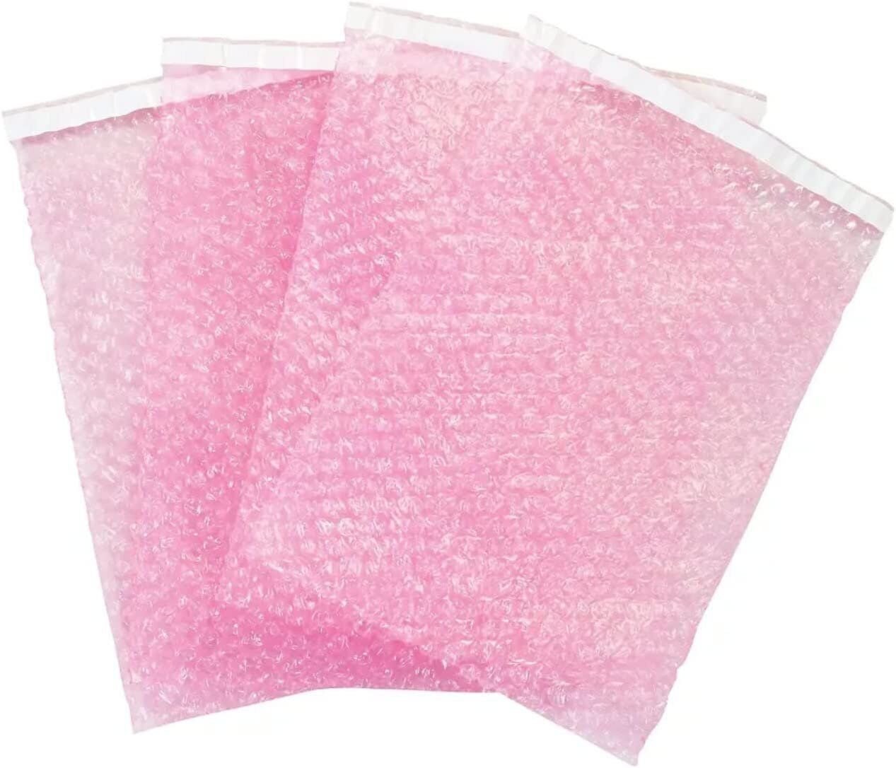 100 - 4X5.5 Anti-Static Bubble Out Pouches Bags Wrap Cushioning Self Seal, Pink