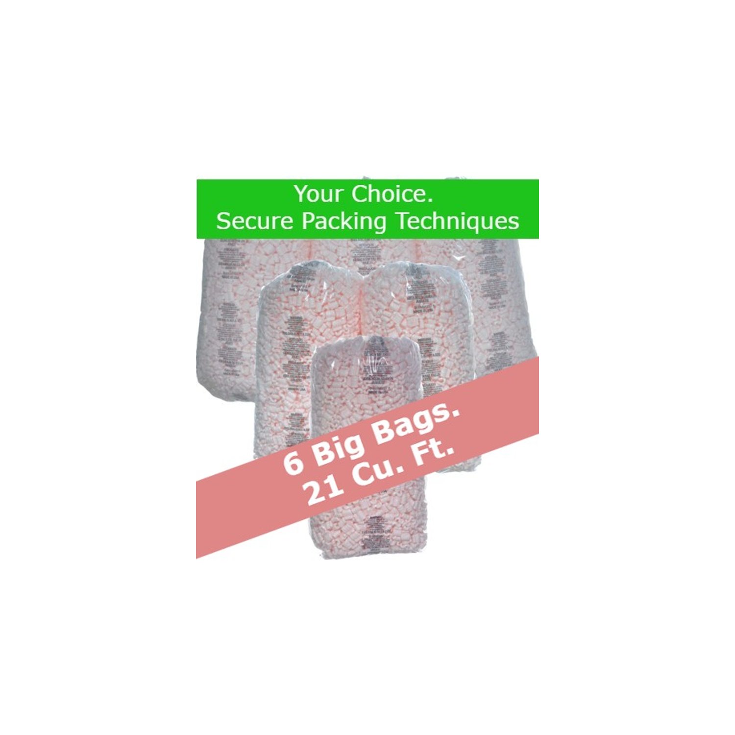 Packing Peanuts Bubblefast Brand 21 Cu Ft. (135 Gallons) Pink anti Static Popcor