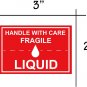 Fragile Liquid Handle with Care Warning Stickers 2*3Inch Liquid Shipping Mailing