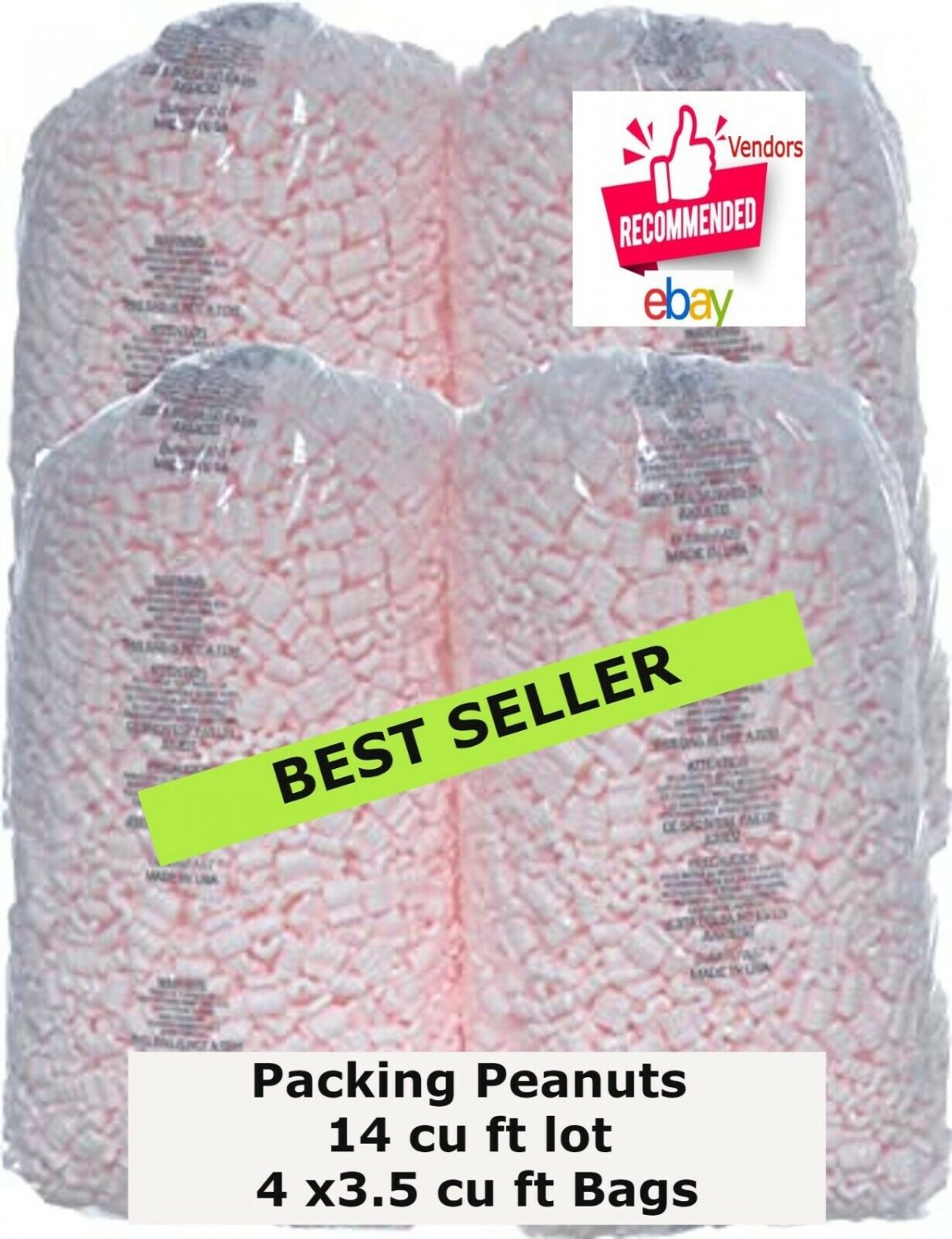 Foam Peanuts 4 Bas x 3.5 cu ft Packing Peanuts 104 gal Pack & Ship