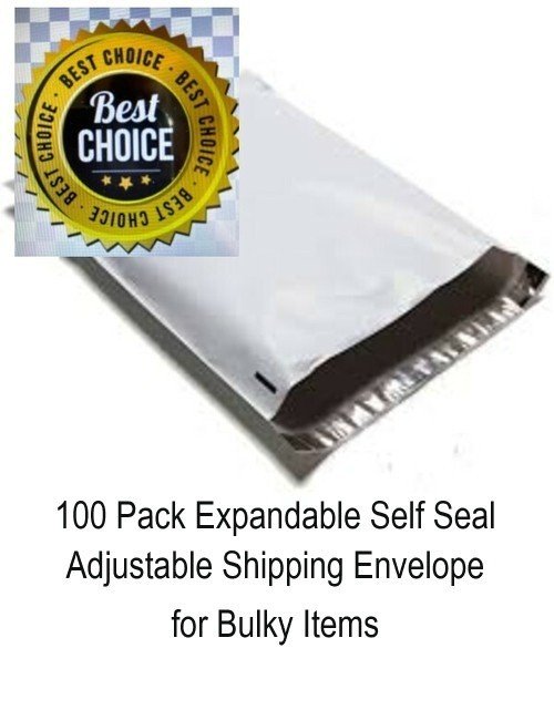 Expansion Poly Mailers, 13"x16"x2" 100 Pack Expandable Self Seal Adjustable Ship