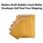 Mailers #000 (4"x8") Kraft Bubble Lined Mailer Envelopes Self Seal Free Shipping