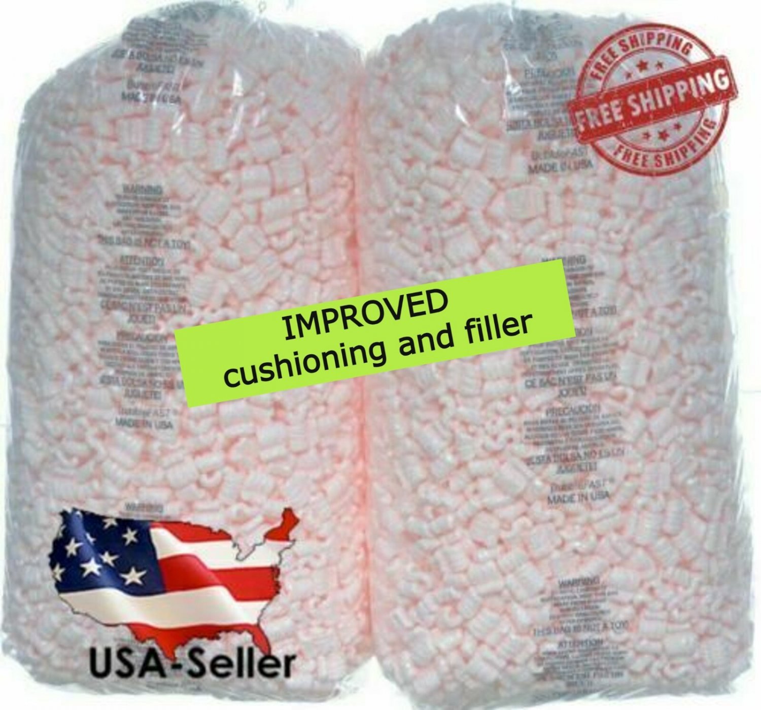 IMPROVED Packing Peanuts 2 x 3.5 Cu Ft  (52 Gallons) Pink Anti Static Popcorn &iacute;&nbsp;&frac12;&iacute;&plusmn;�