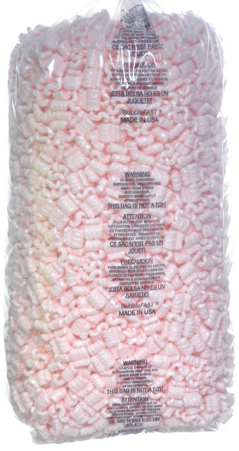 One Bag 3.5 Cu. Ft. (22.5 Gallons) Pink Anti-Static Packing Peanuts Popcorn