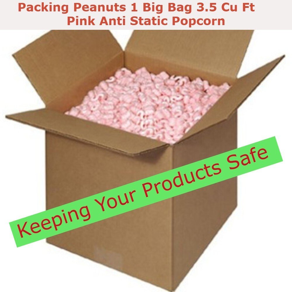 One Bag Packing Peanuts 3.5 Cu Ft - 1 Bag Pink anti Static Popcorn Free Shipping