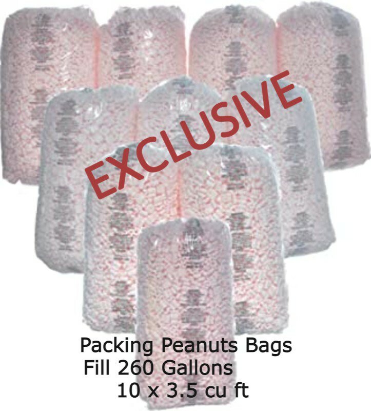 Bubblefast Packing Peanuts Pink 10 Large Bags Fill 260 Gall 10 x 3.5 cu ft Size