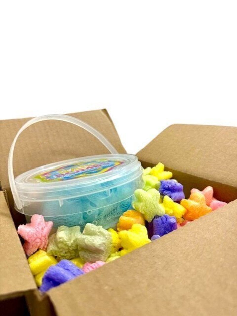Packing Peanuts Rainbow Stars Shape MiniPak, .6 cu ft Biodegradable FunPak