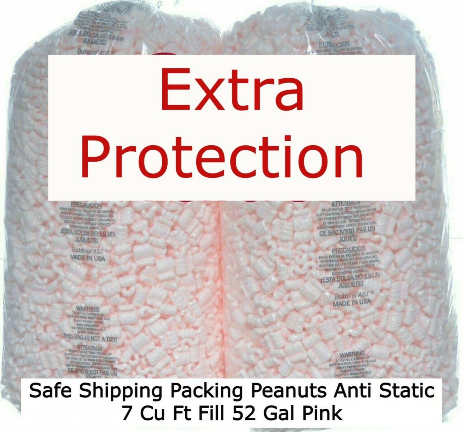 Pack Ship Packing Peanuts Shipping anti Static Pink Fill 52 Gallons 2 X 3.5 Cu F