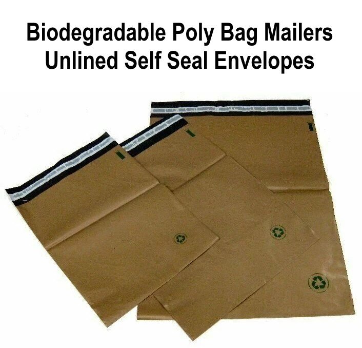 Biodegradable Poly Bag Mailers #1  7.5"x10.5" Brown Unlined Self Seal Envelopes